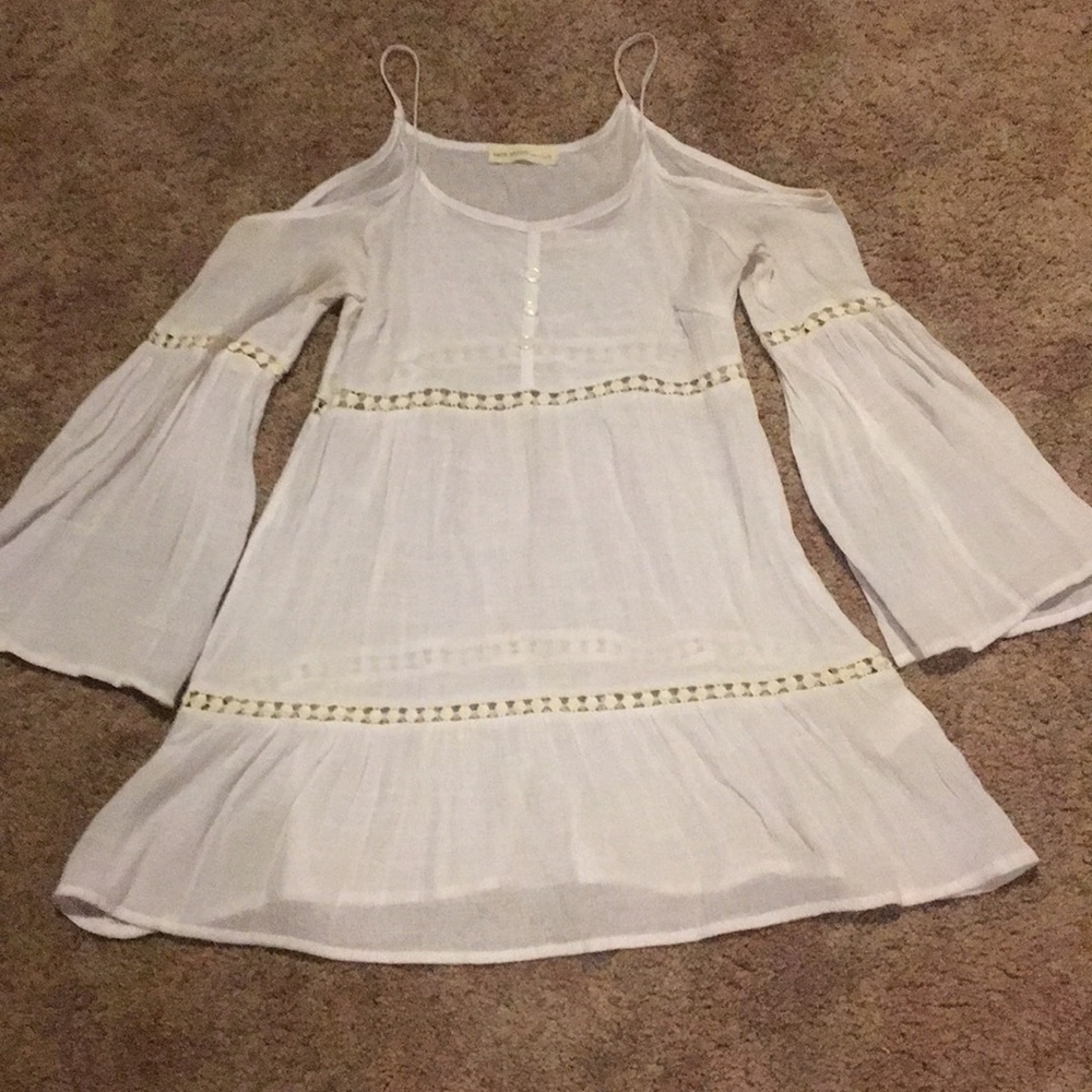 Cold shoulder bell sleeve top
